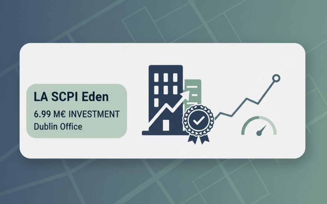 la scpi eden investit 6,99 millions d'euros pour acquérir un immeuble de bureaux certifié à dublin, renforçant son portefeuille immobilier durable.