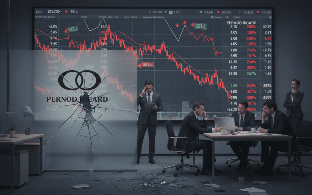 pernod ricard annonce une baisse de ses résultats financiers et l'abandon de son projet de fusion, plongeant le marché dans une période de forte tension.